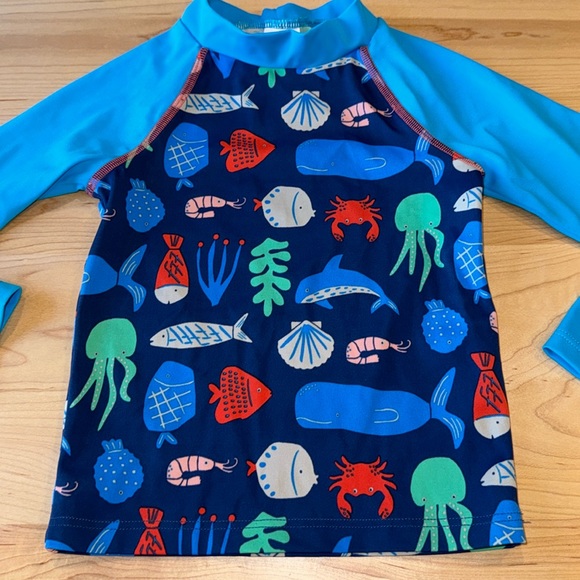 Baby Boden Boys Ocean Sea Life Rash guard 2-3 years Mini Boden Swim Rashguard 🦀 - Picture 2 of 7